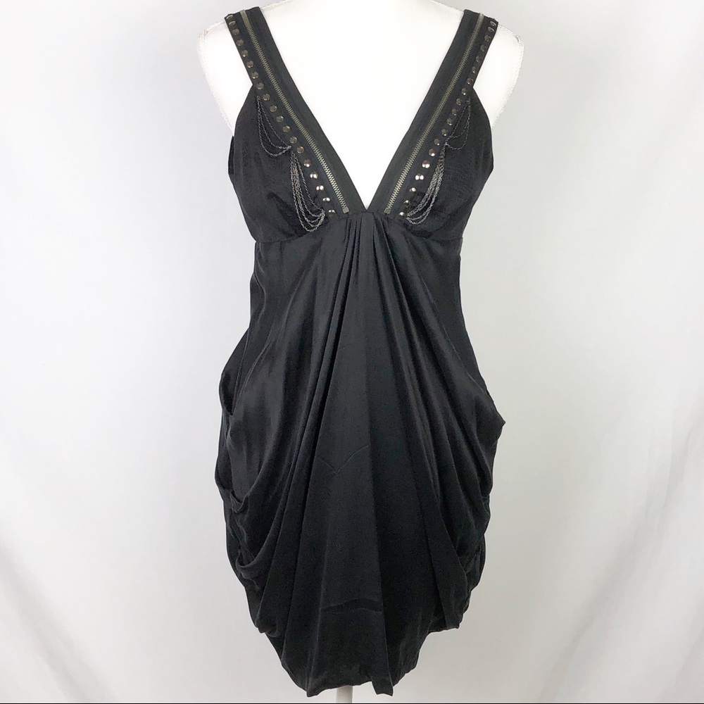 Affliction black label 92% silk blend mini dress